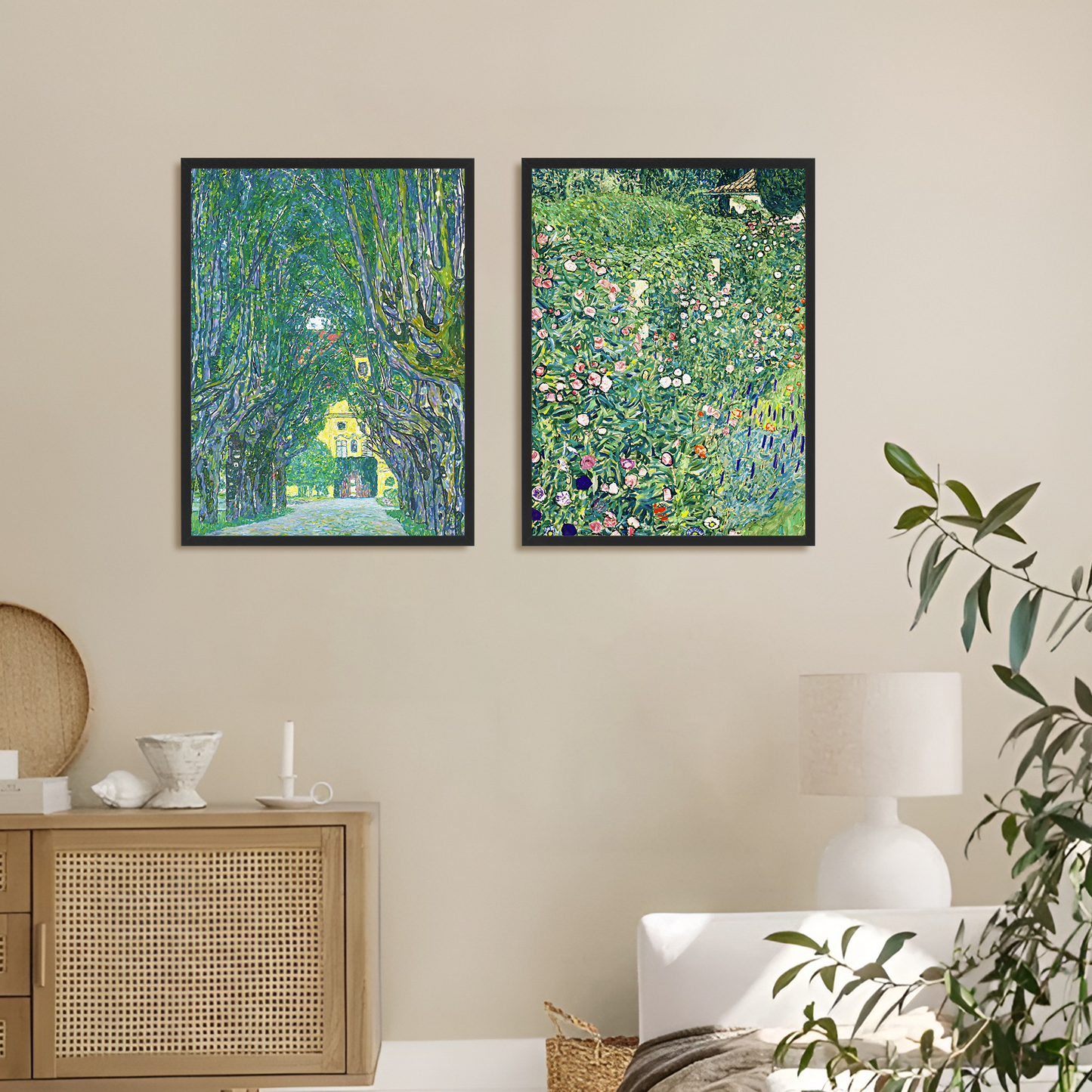 Gustav Klimt Frame Green Botanical Wall Art