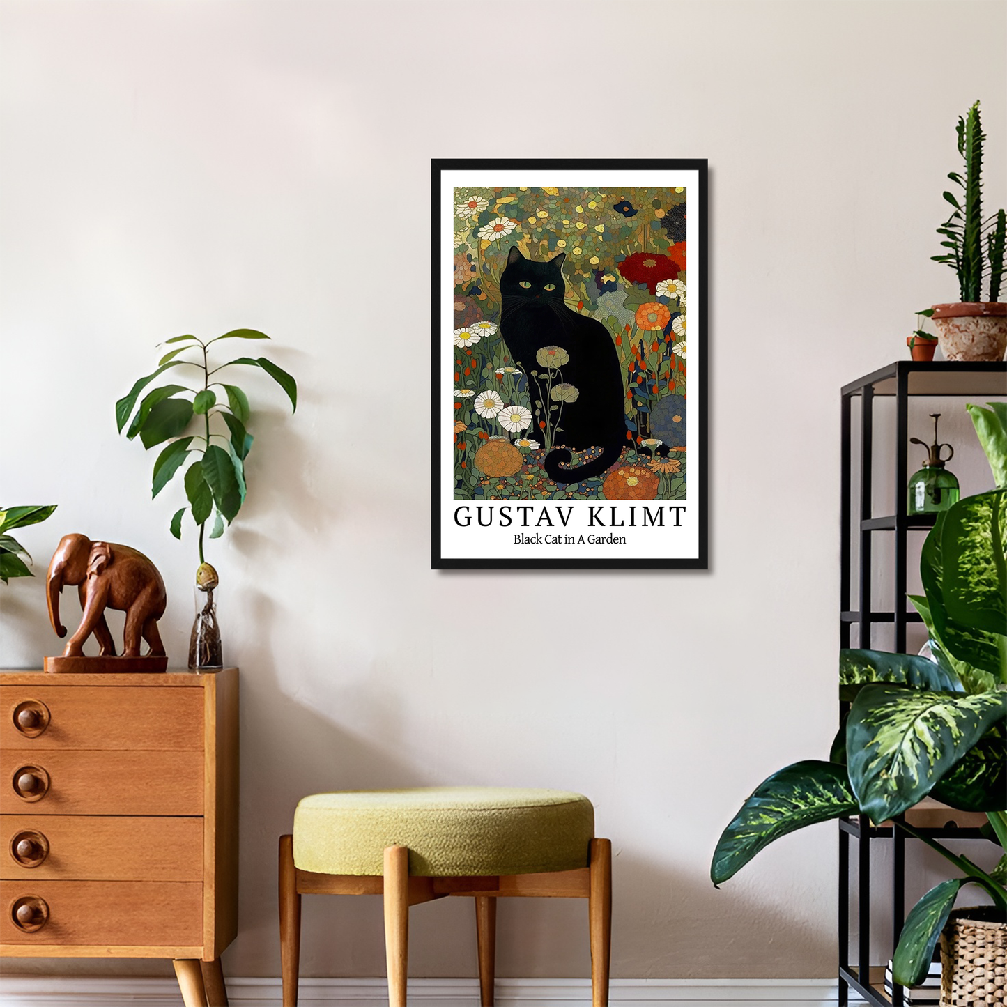 Gustav Klimt Framed Black Cat Wall Art