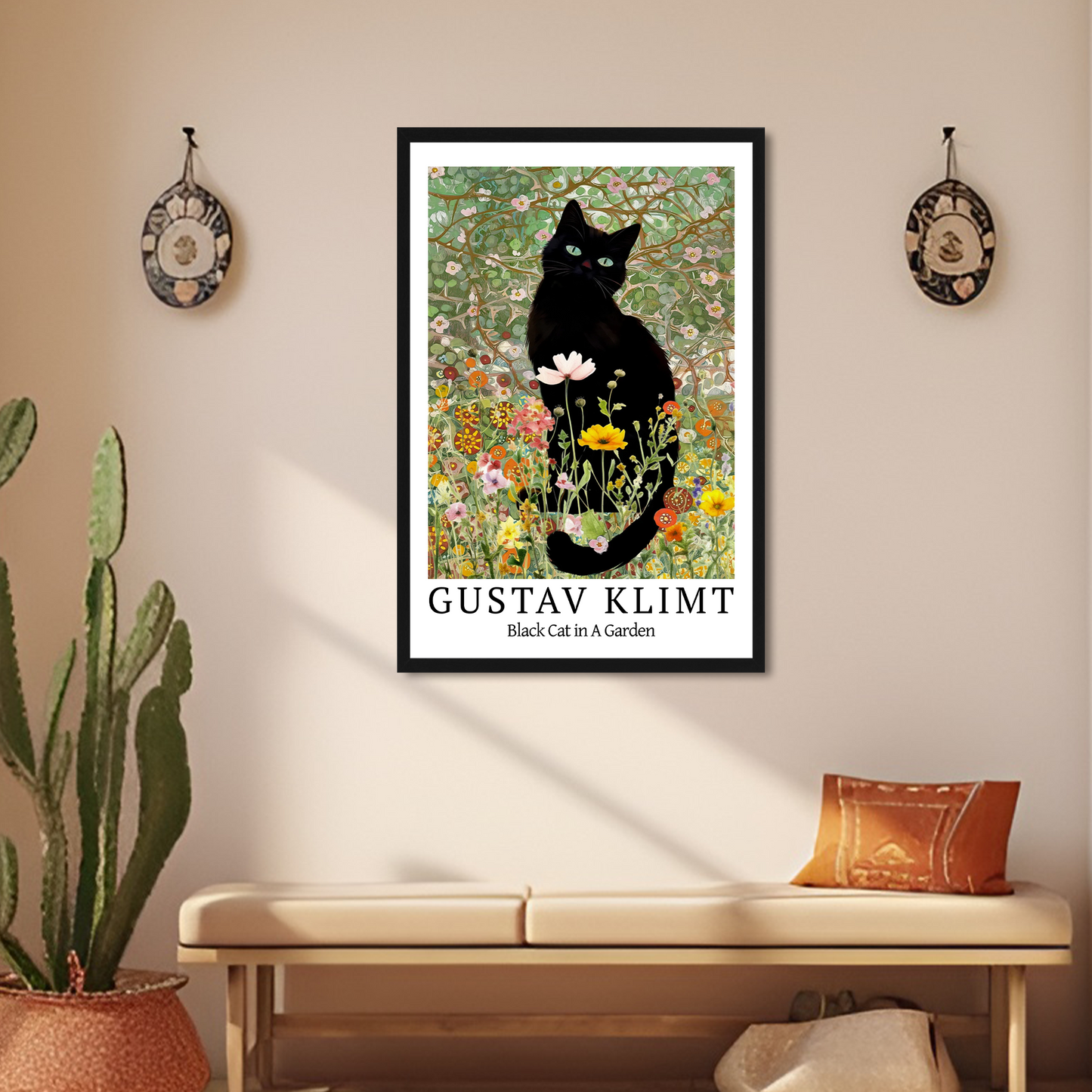 Gustav Klimt Framed Black Cat Wall Art