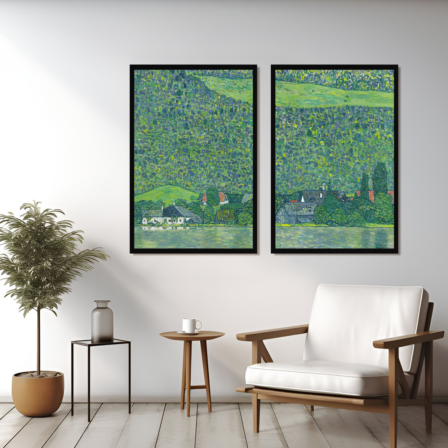 Gustav Klimt Frame Green Botanical Wall Art