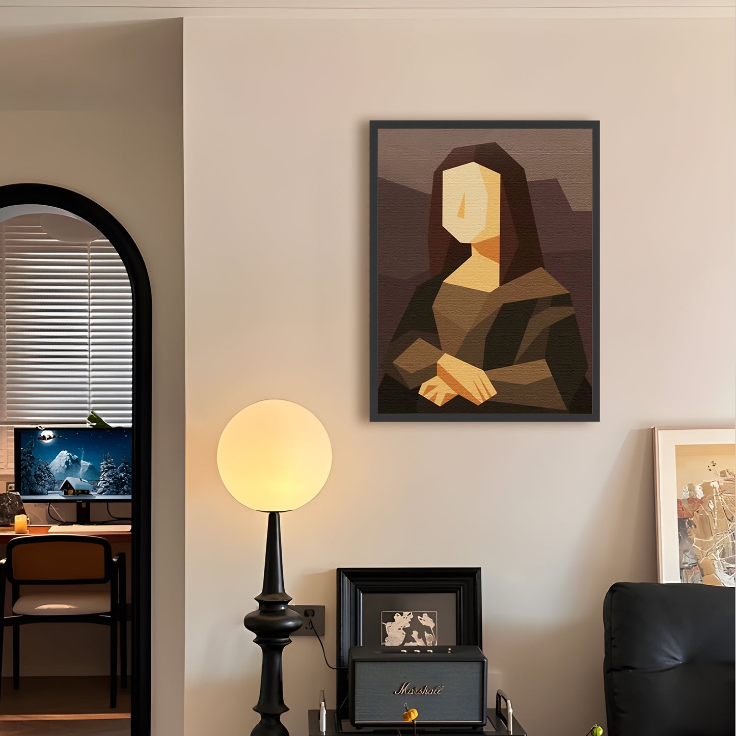Mona Lisa Framed Abstract Geometry Wall Art