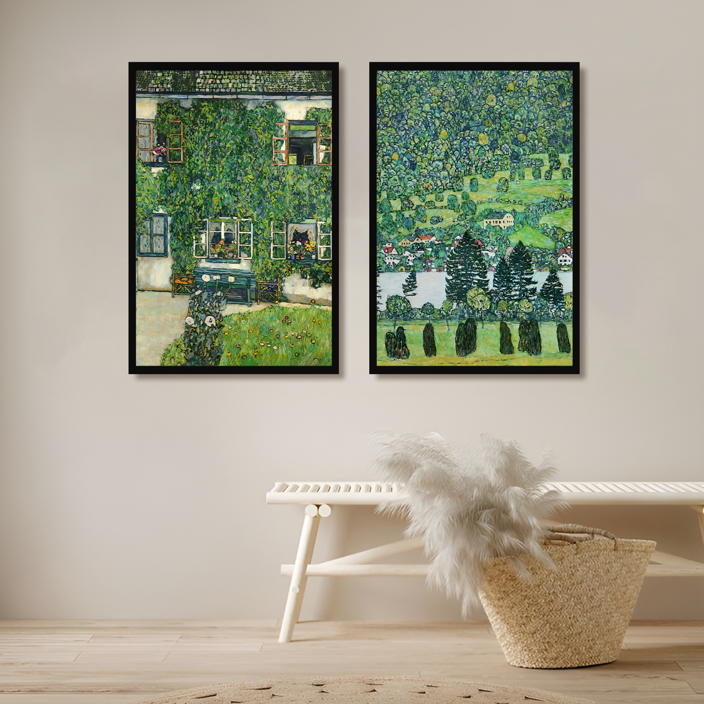 Gustav Klimt Frame Green Botanical Wall Art