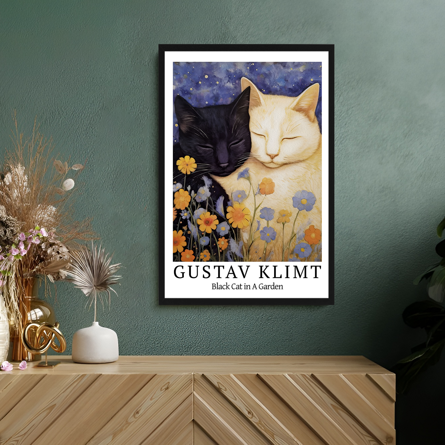 Gustav Klimt Framed Black Cat Wall Art